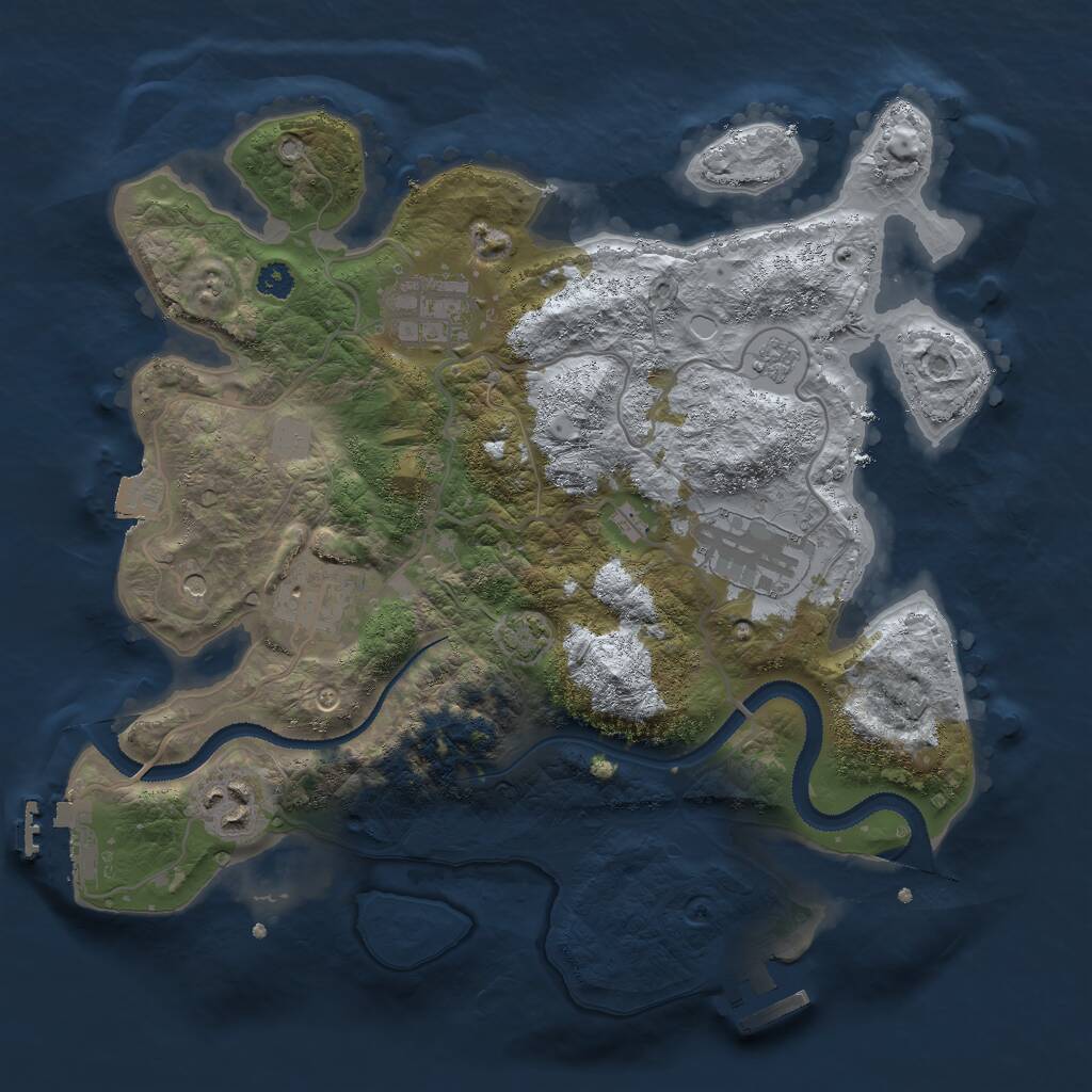 Rust Map: Procedural Map, Size: 3000, Seed: 1732067172, 10 Monuments