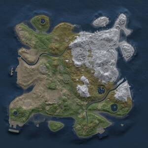 Thumbnail Rust Map: Procedural Map, Size: 3000, Seed: 1732067172, 10 Monuments