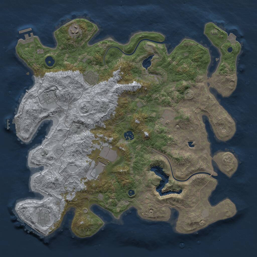 Rust Map: Procedural Map, Size: 4000, Seed: 3598785, 14 Monuments