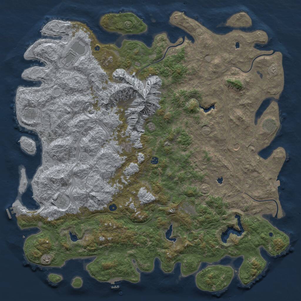 Rust Map: Procedural Map, Size: 6000, Seed: 1966761519, 17 Monuments