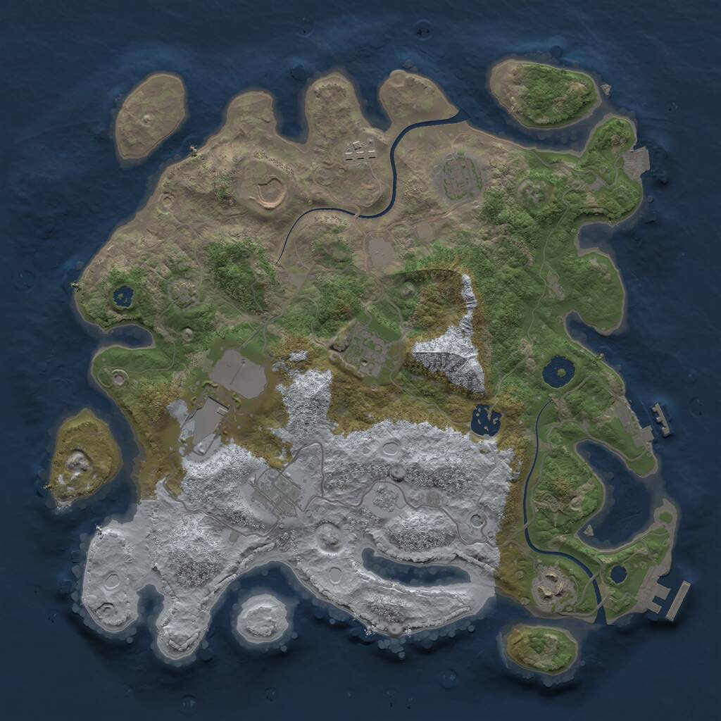 Rust Map: Procedural Map, Size: 3500, Seed: 2522, 14 Monuments