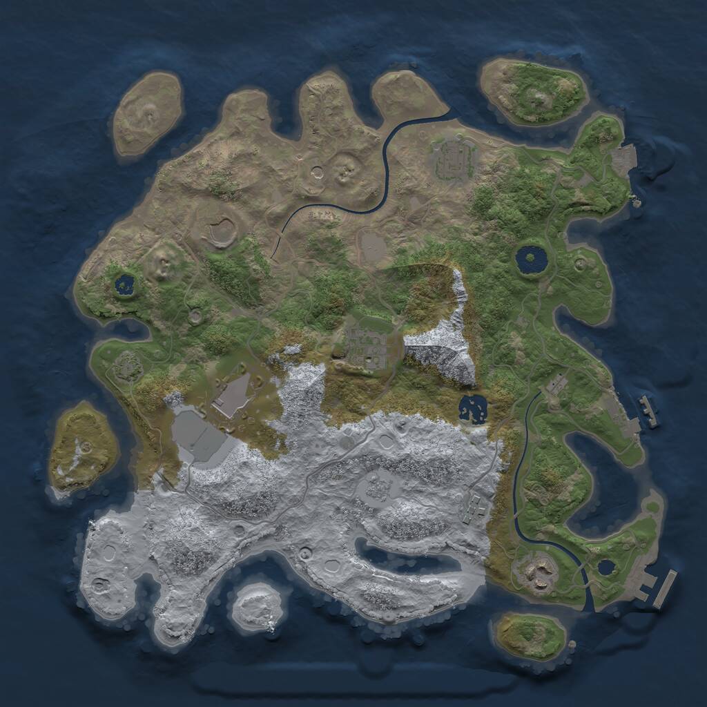 Rust Map: Procedural Map, Size: 3500, Seed: 2522, 13 Monuments