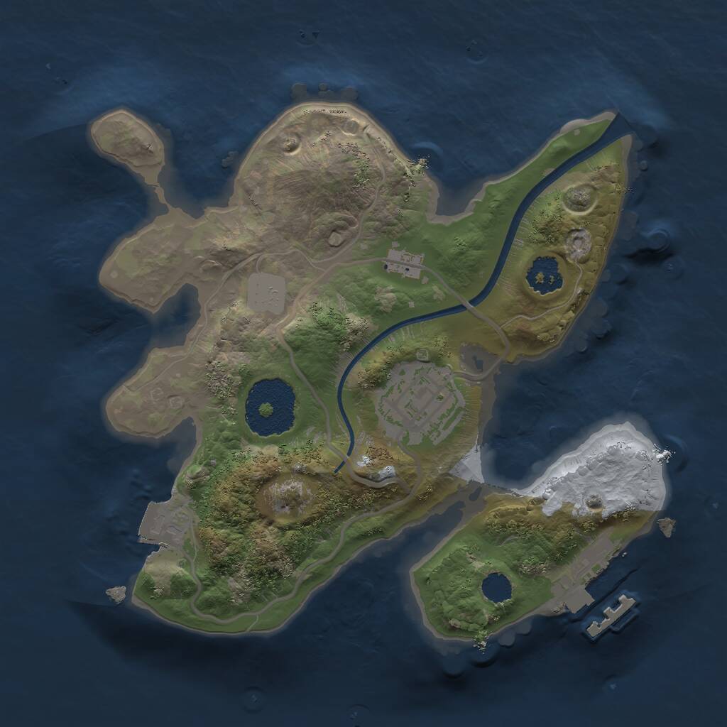 Rust Map: Procedural Map, Size: 2000, Seed: 330048701, 3 Monuments