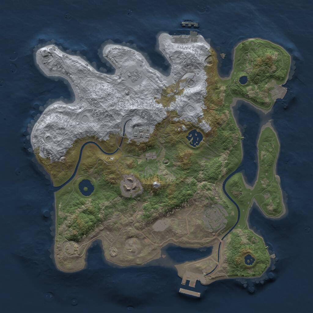 Rust Map: Procedural Map, Size: 3000, Seed: 86853193, 10 Monuments