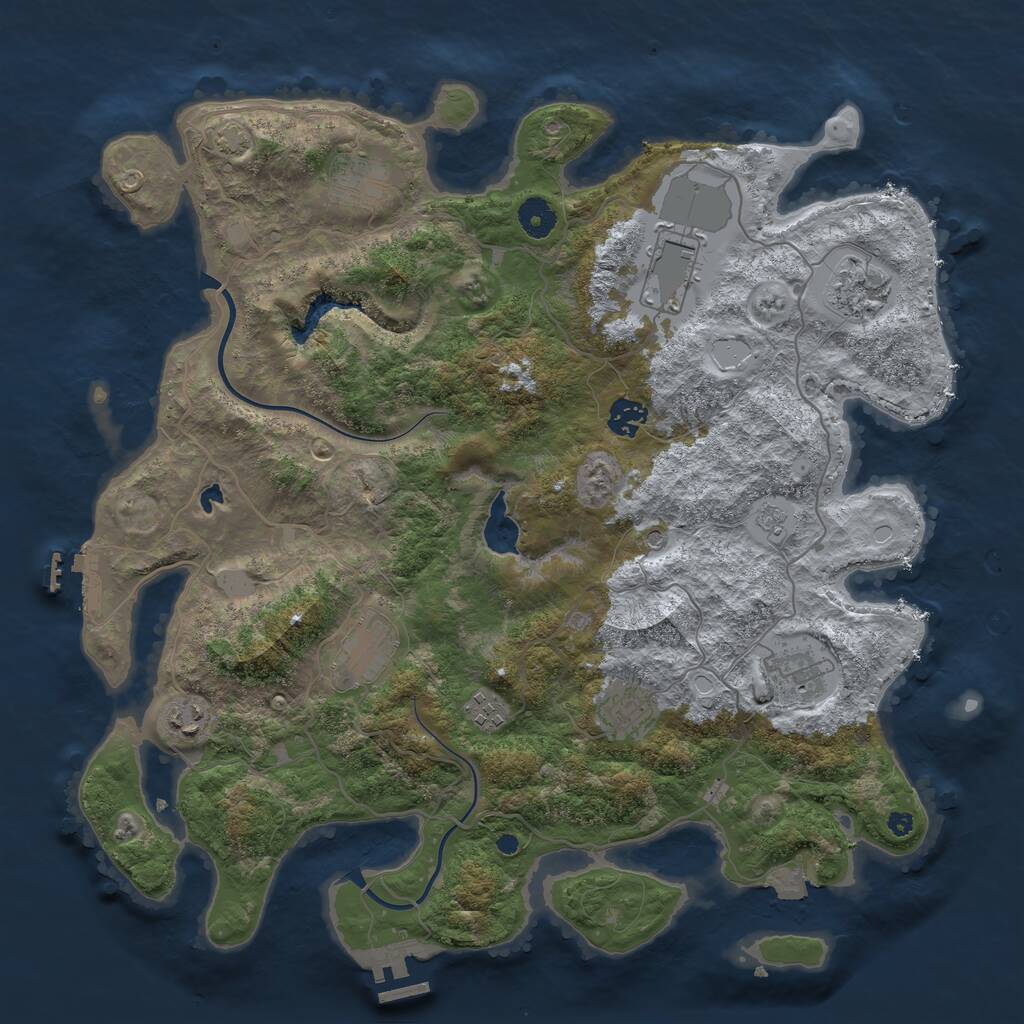 Rust Map: Procedural Map, Size: 4000, Seed: 55544534, 17 Monuments