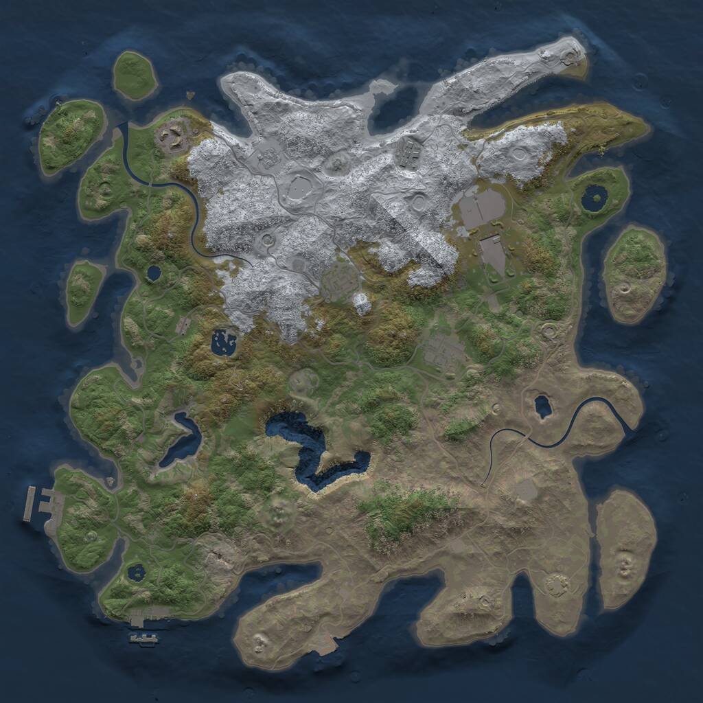 Rust Map: Procedural Map, Size: 4000, Seed: 1425782720, 12 Monuments