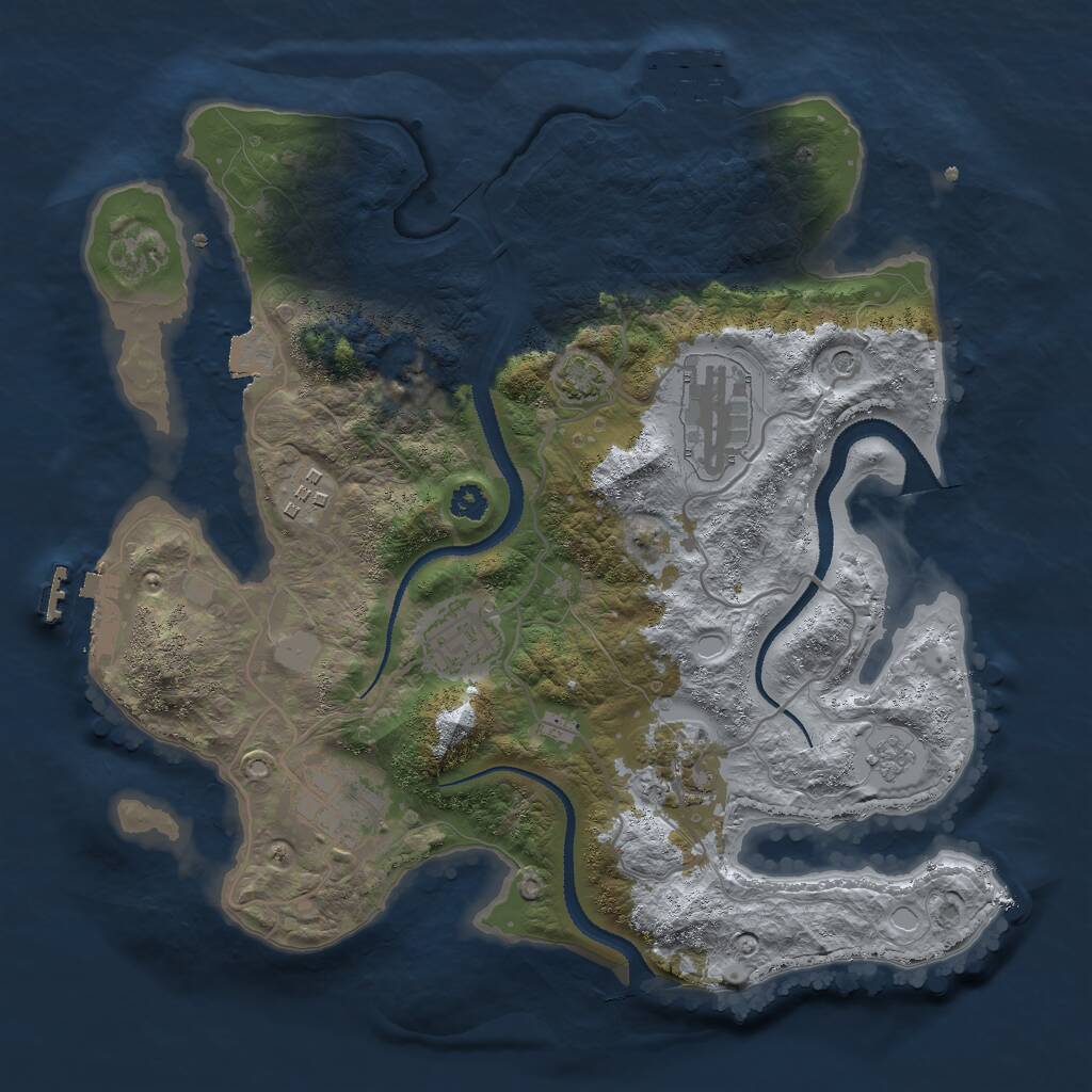 Rust Map: Procedural Map, Size: 3000, Seed: 877341270, 11 Monuments