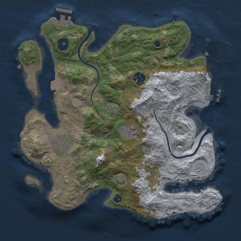 Rust Map: Procedural Map, Size: 3000, Seed: 877341270, 9 Monuments