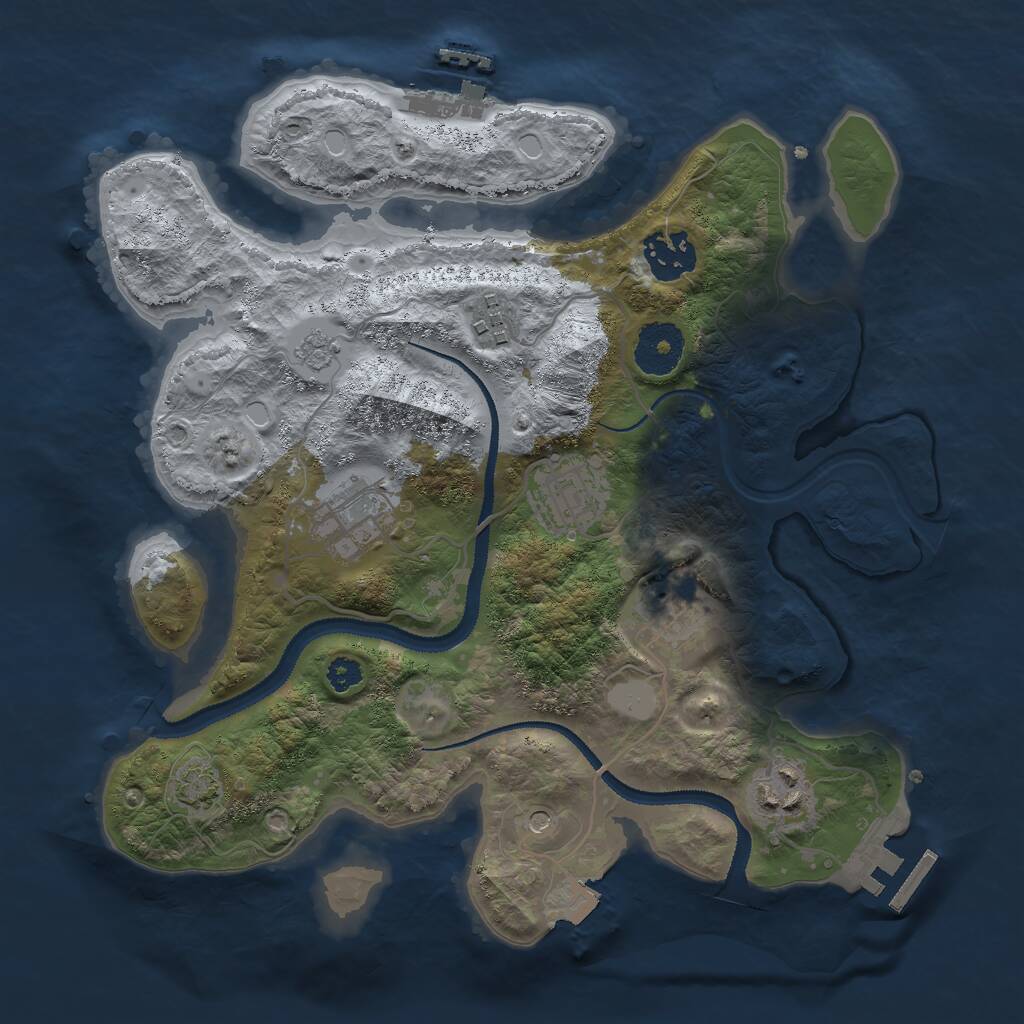 Rust Map: Procedural Map, Size: 3000, Seed: 2873491, 12 Monuments