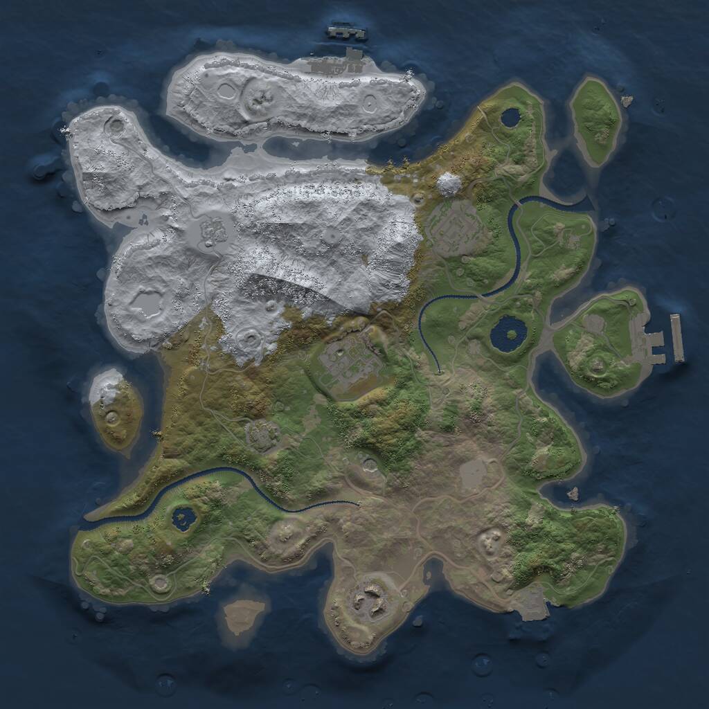 Rust Map: Procedural Map, Size: 3000, Seed: 2873491, 9 Monuments