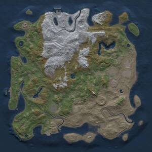 Thumbnail Rust Map: Procedural Map, Size: 4450, Seed: 32254, 15 Monuments