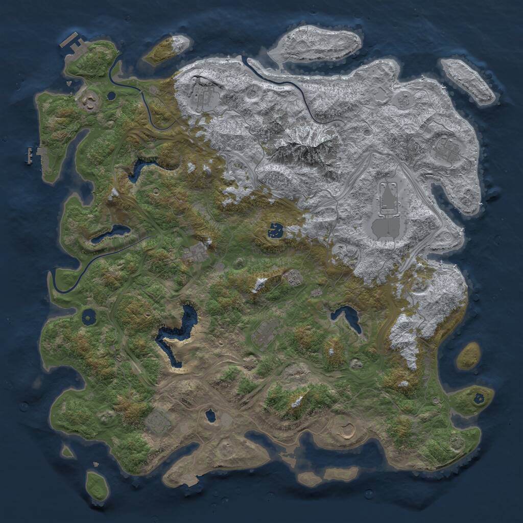 Rust Map: Procedural Map, Size: 5000, Seed: 485854614, 17 Monuments