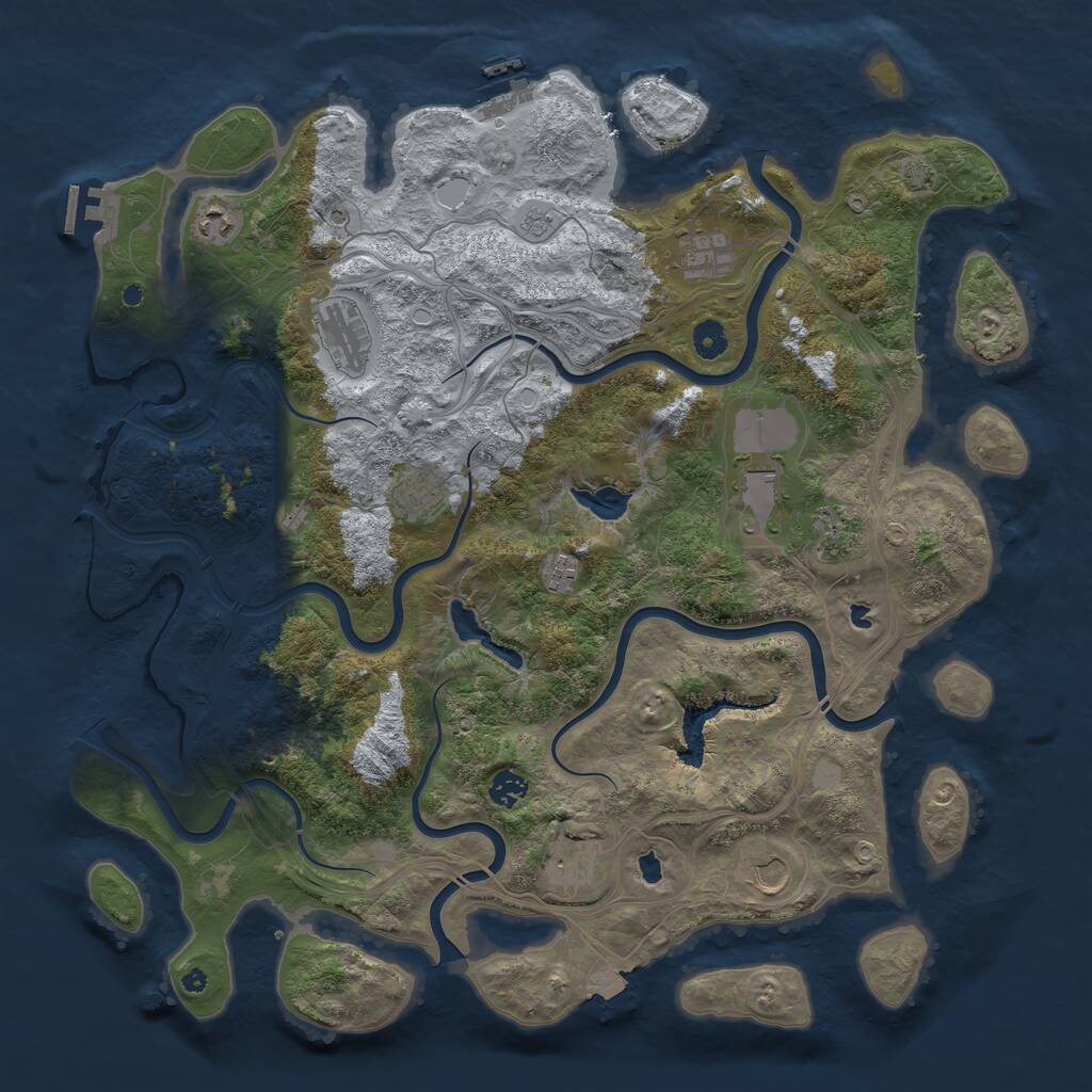 Rust Map: Procedural Map, Size: 4500, Seed: 101257232, 16 Monuments