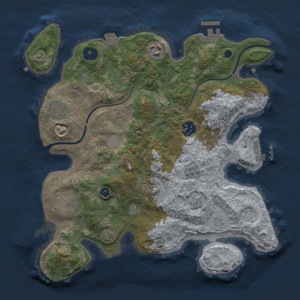 Rust Map: Procedural Map, Size: 3200, Seed: 891814, 12 Monuments