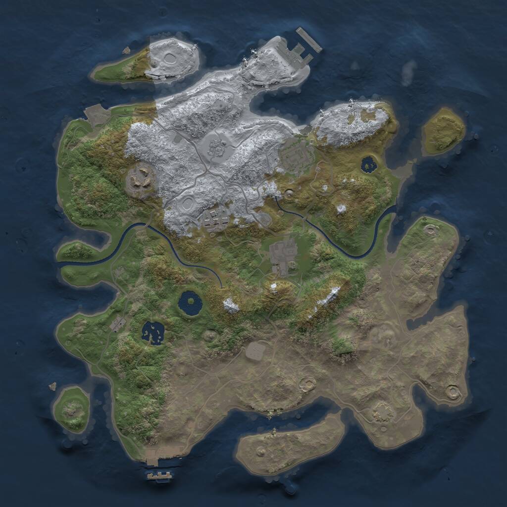 Rust Map: Procedural Map, Size: 3200, Seed: 94479358, 10 Monuments