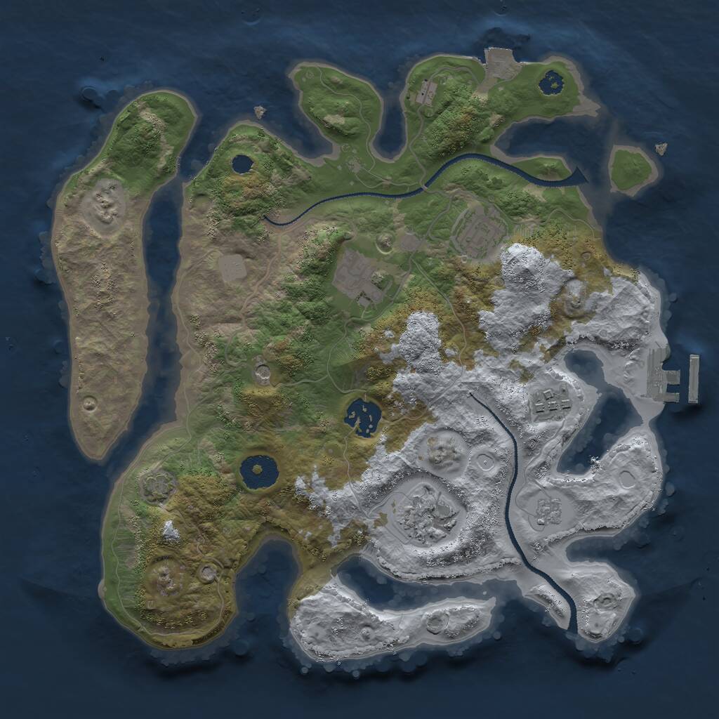 Rust Map: Procedural Map, Size: 3000, Seed: 2077484118, 10 Monuments