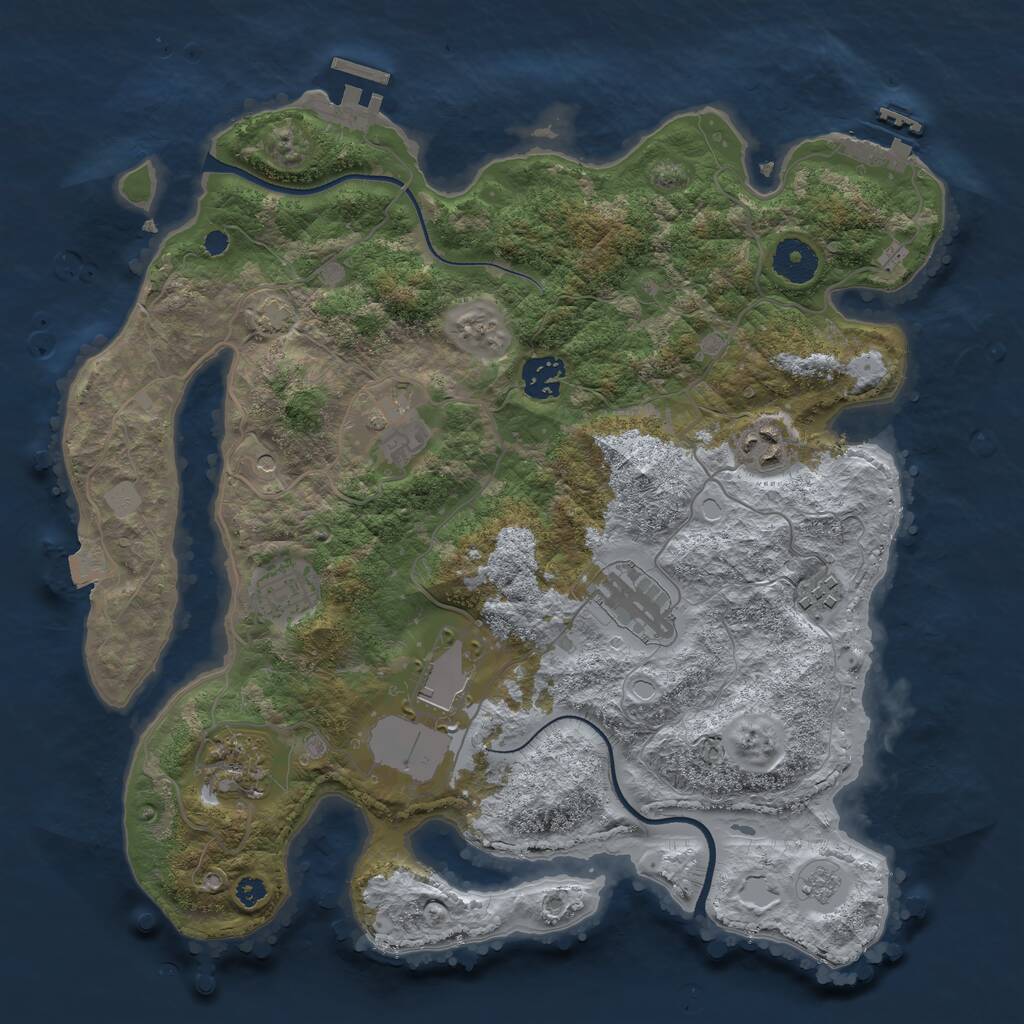 Rust Map: Procedural Map, Size: 3500, Seed: 2077484118, 14 Monuments