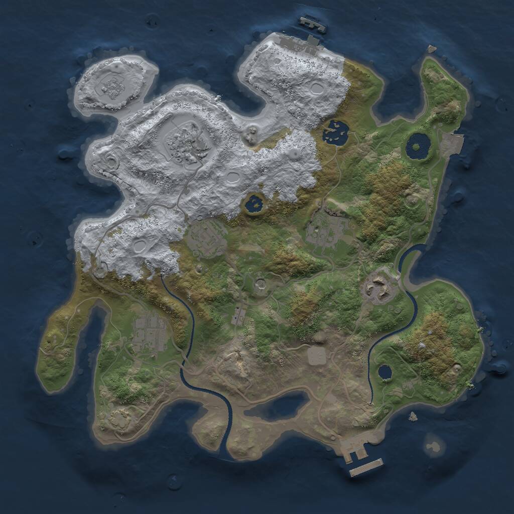 Rust Map: Procedural Map, Size: 3000, Seed: 7634810, 12 Monuments