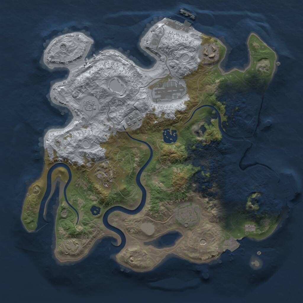 Rust Map: Procedural Map, Size: 3000, Seed: 7634810, 12 Monuments