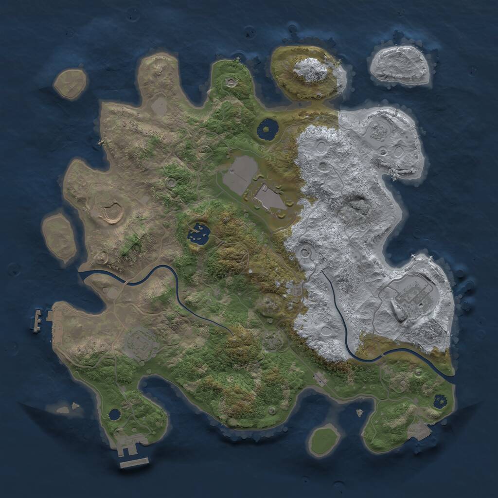 Rust Map: Procedural Map, Size: 3500, Seed: 1986575, 11 Monuments