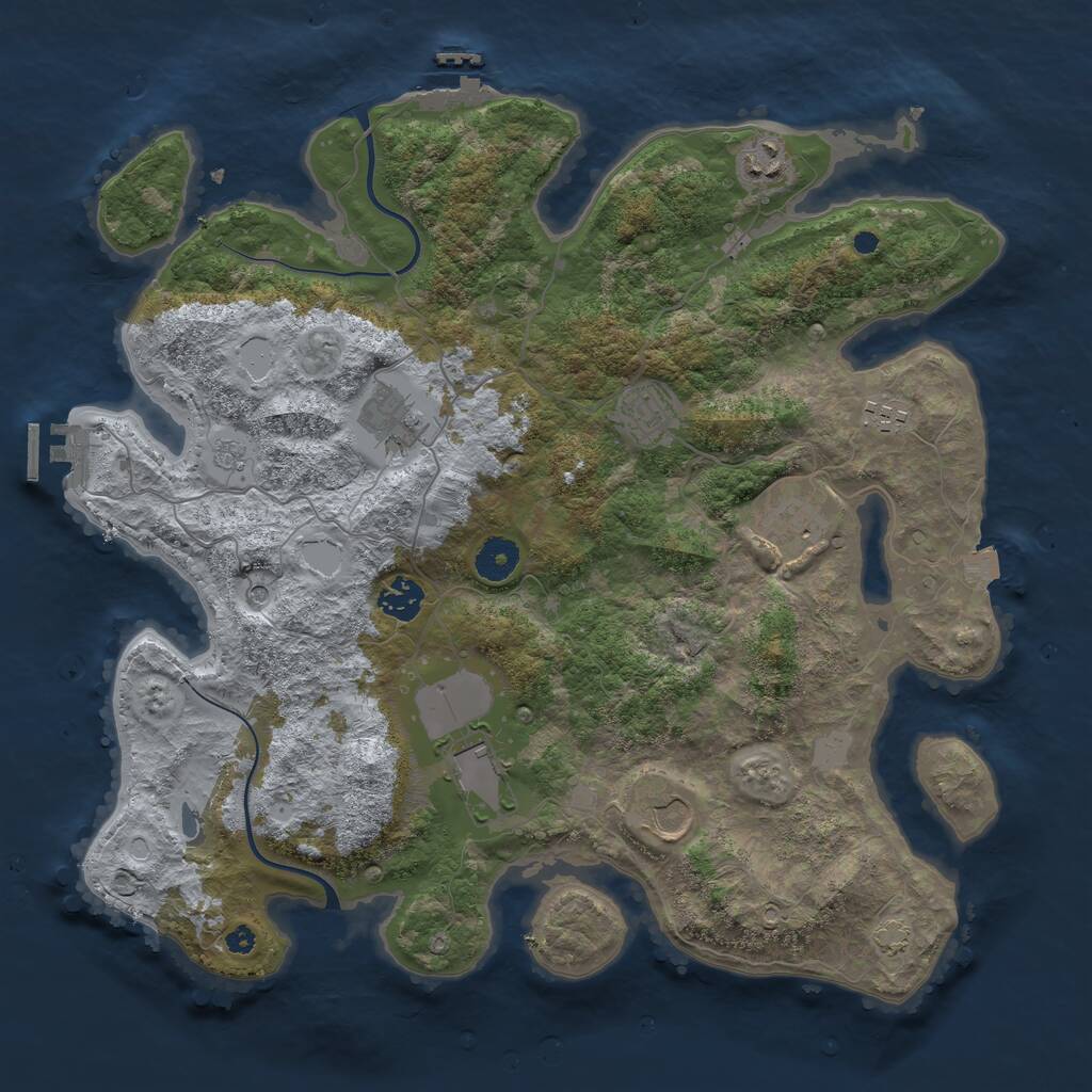 Rust Map: Procedural Map, Size: 3800, Seed: 1061374904, 14 Monuments