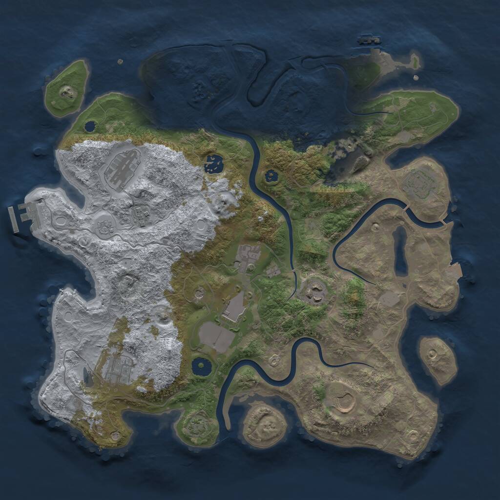 Rust Map: Procedural Map, Size: 3800, Seed: 1061374904, 16 Monuments