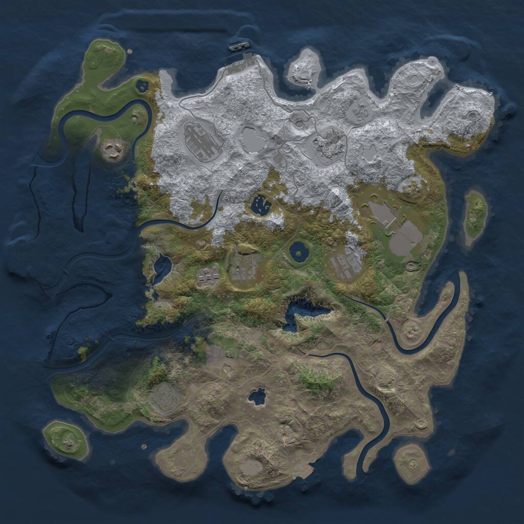 Rust Map: Procedural Map, Size: 4000, Seed: 132185, 16 Monuments
