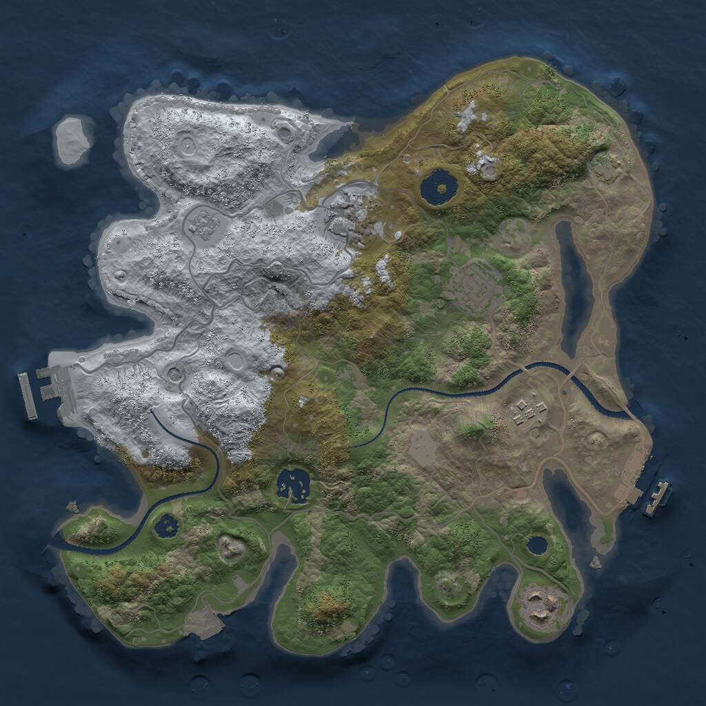 Rust Map: Procedural Map, Size: 3000, Seed: 605887596, 11 Monuments