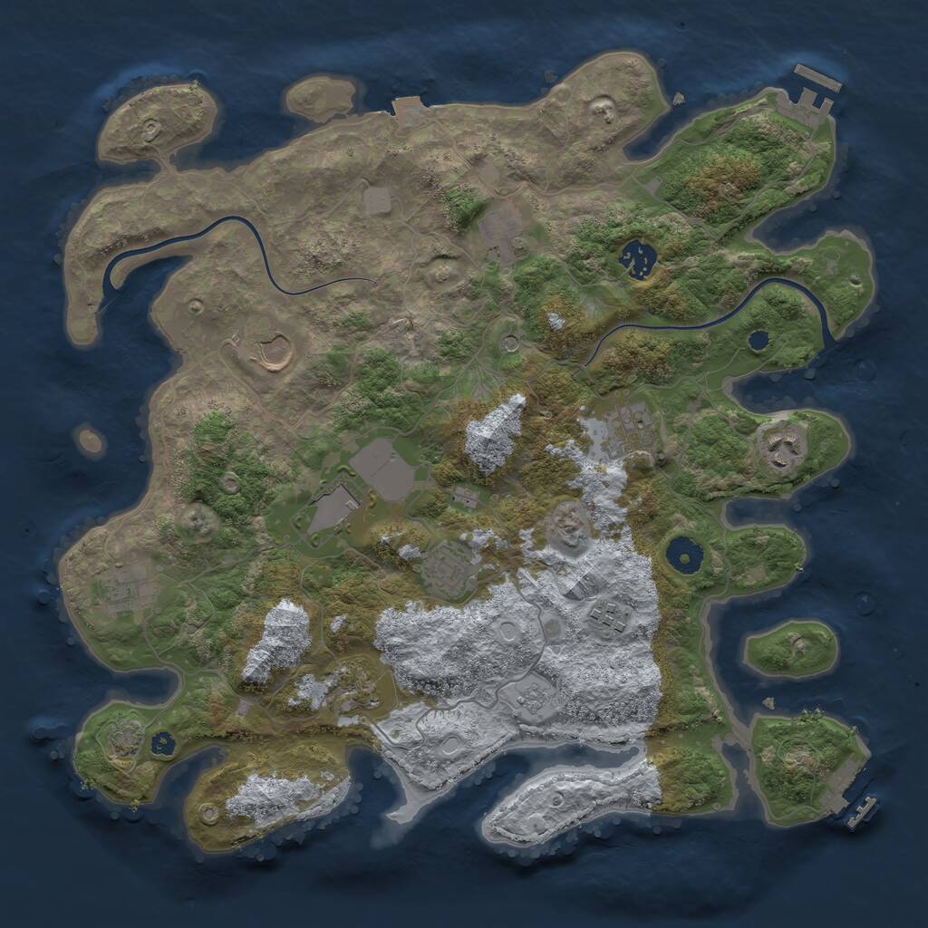 Rust Map: Procedural Map, Size: 3800, Seed: 1734180154, 16 Monuments