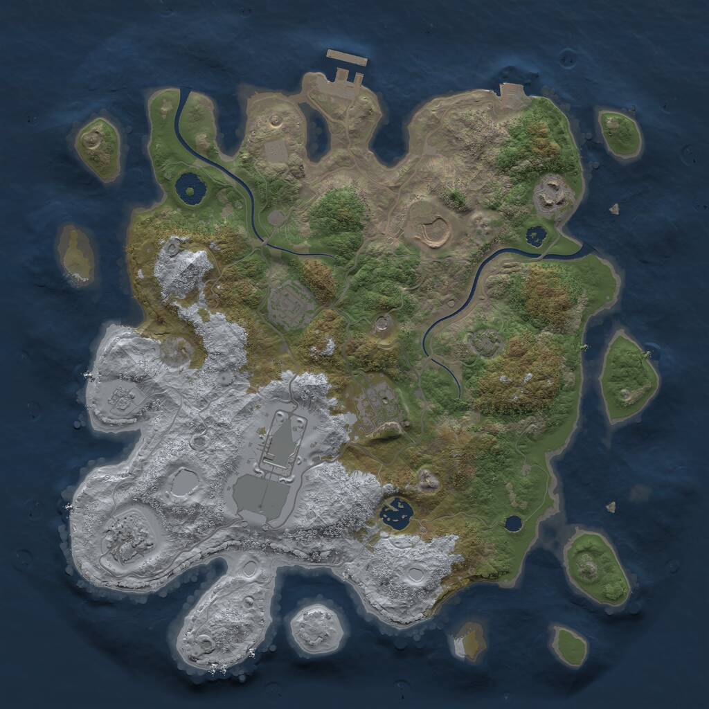 Rust Map: Procedural Map, Size: 3500, Seed: 1047598460, 12 Monuments