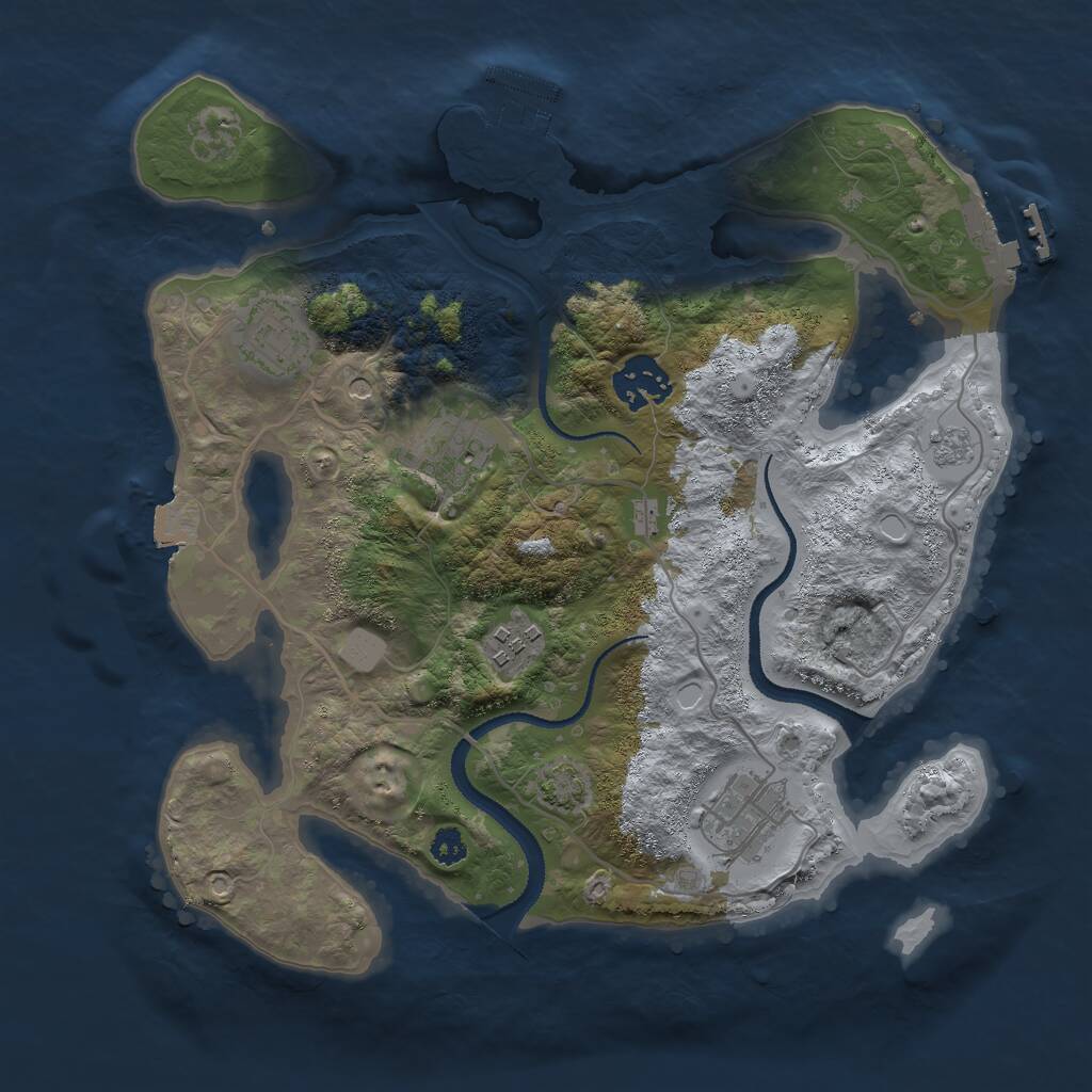 Rust Map: Procedural Map, Size: 3000, Seed: 52243, 11 Monuments