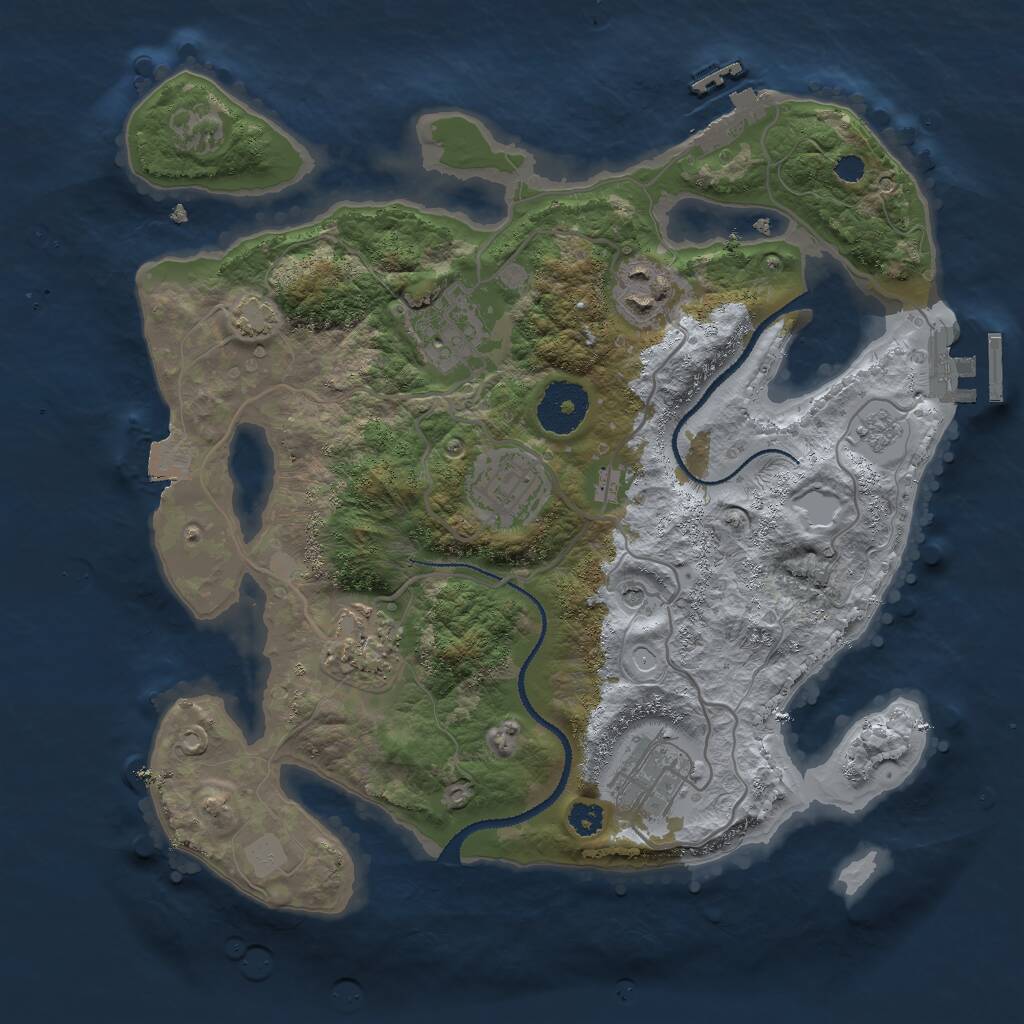 Rust Map: Procedural Map, Size: 3000, Seed: 52243, 11 Monuments