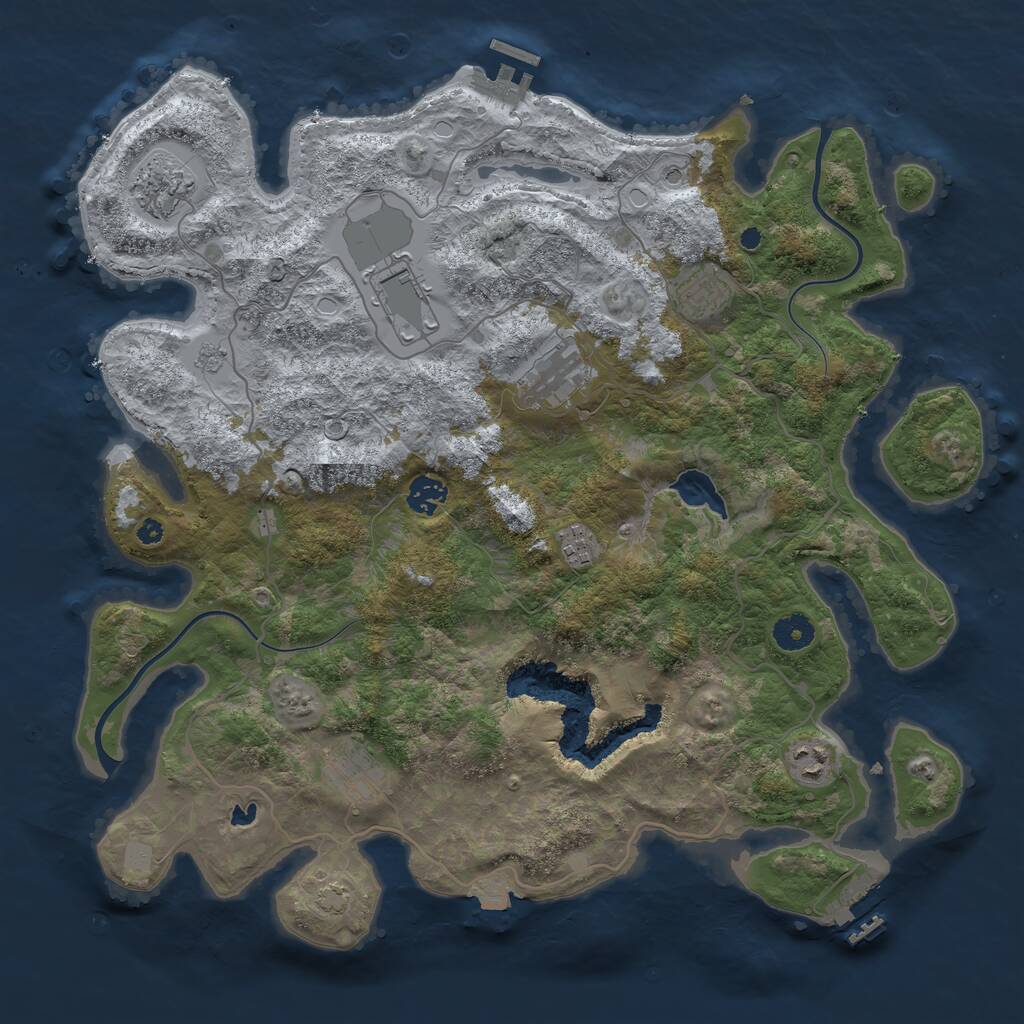 Rust Map: Procedural Map, Size: 4000, Seed: 1256732111, 14 Monuments