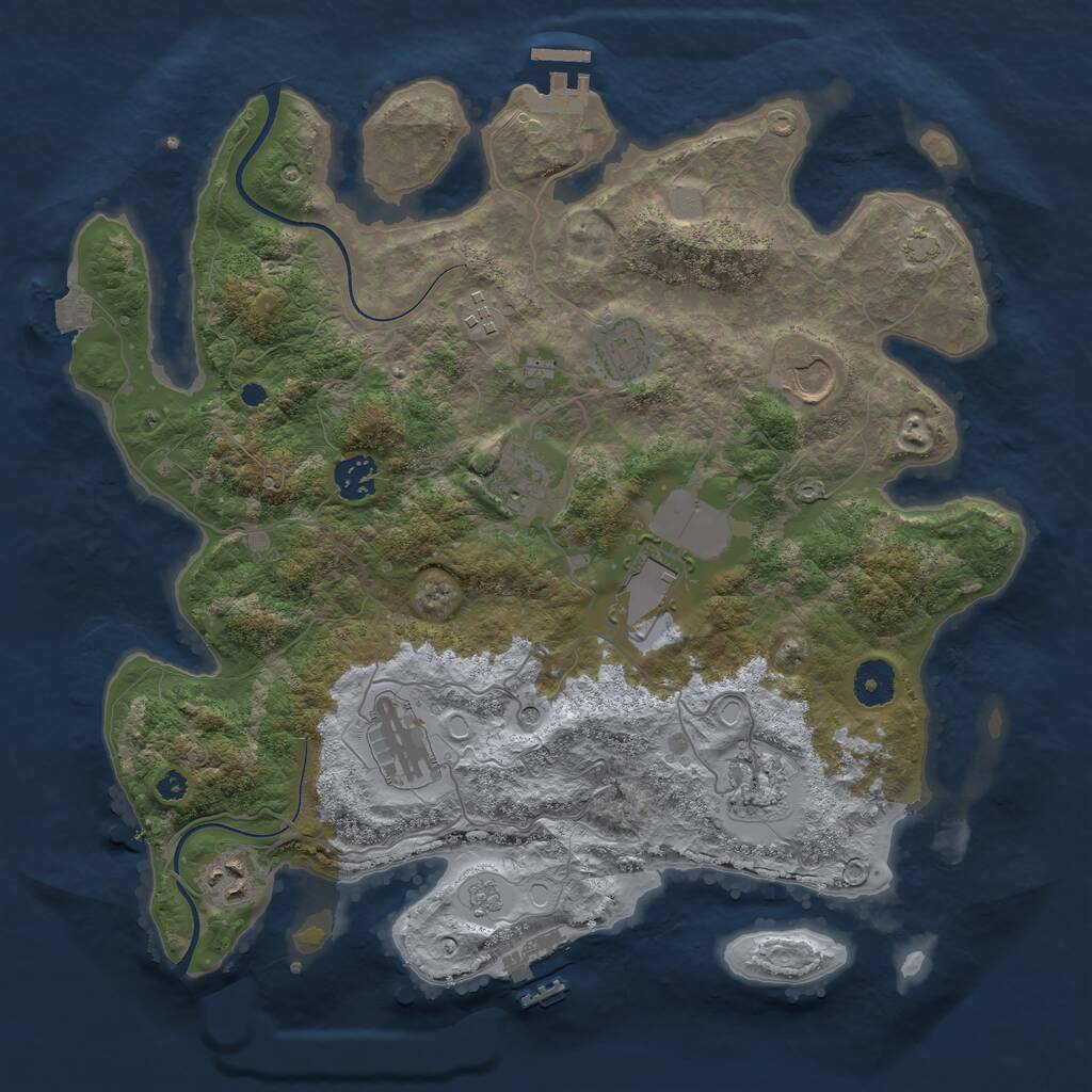 Rust Map: Procedural Map, Size: 3700, Seed: 781452370, 15 Monuments