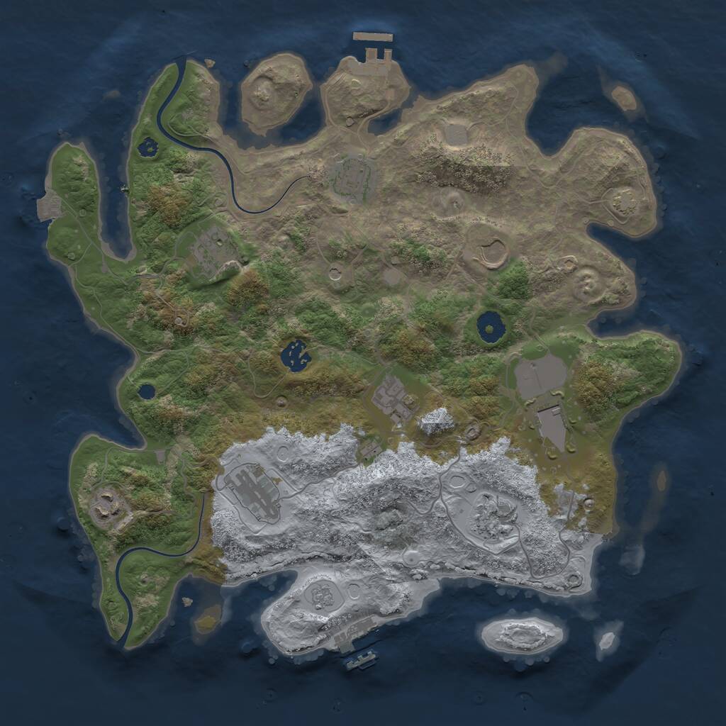 Rust Map: Procedural Map, Size: 3700, Seed: 781452370, 15 Monuments