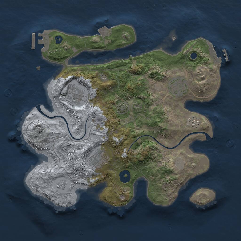 Rust Map: Procedural Map, Size: 3000, Seed: 26203, 10 Monuments