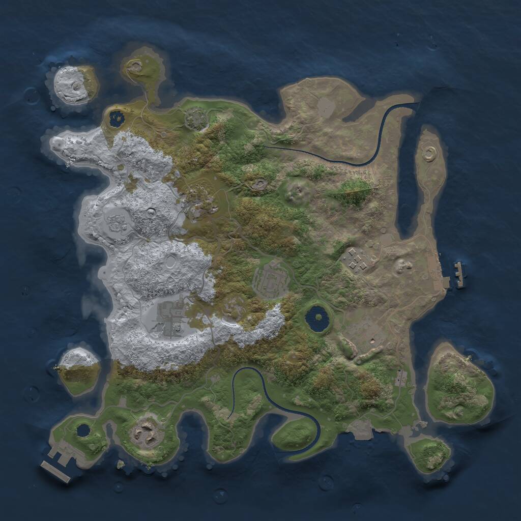 Rust Map: Procedural Map, Size: 3250, Seed: 7841456, 11 Monuments