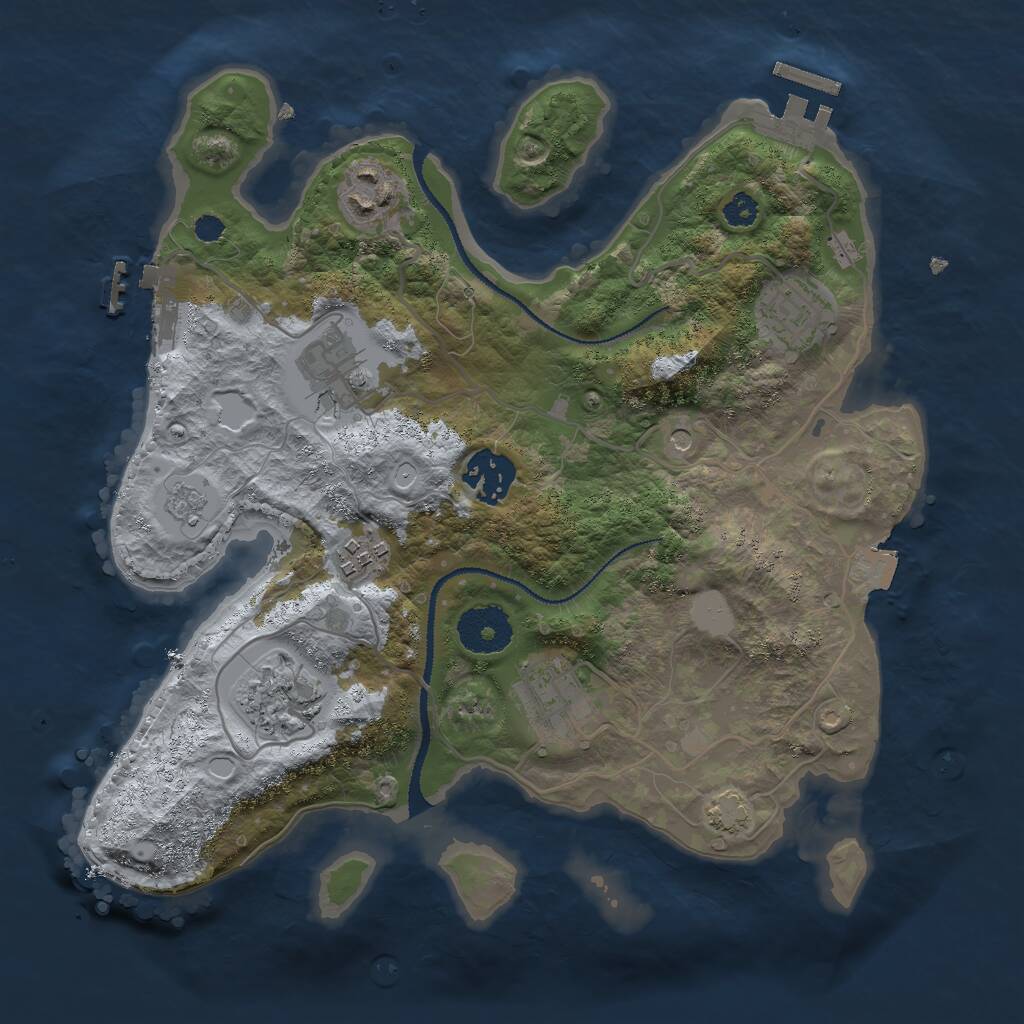 Rust Map: Procedural Map, Size: 3000, Seed: 2105686136, 13 Monuments