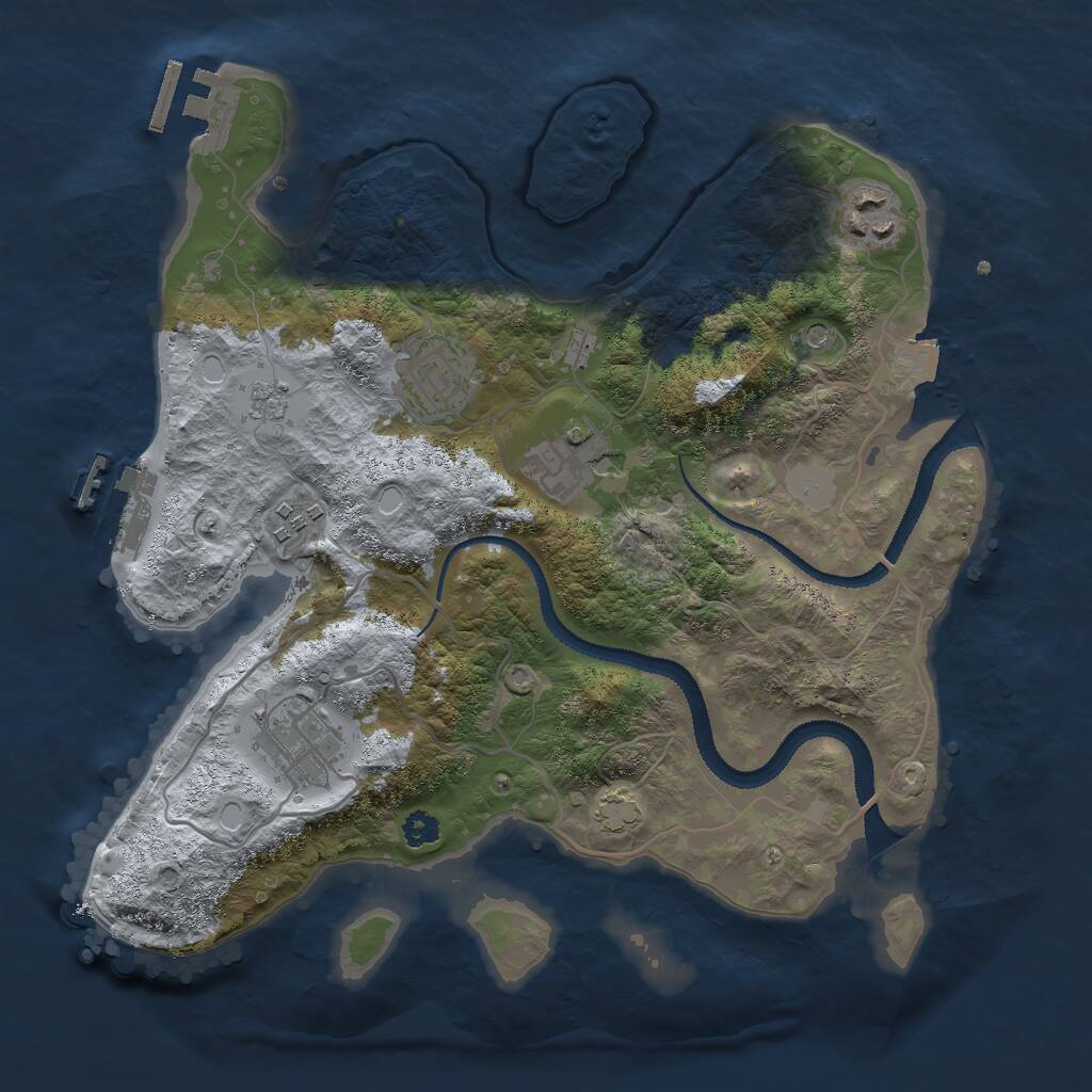 Rust Map: Procedural Map, Size: 3000, Seed: 2105686136, 13 Monuments