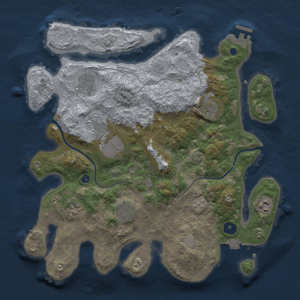 Rust Map: Procedural Map, Size: 3500, Seed: 1857061142, 12 Monuments