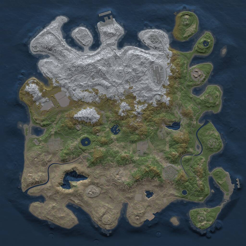 Rust Map: Procedural Map, Size: 4000, Seed: 7845, 17 Monuments