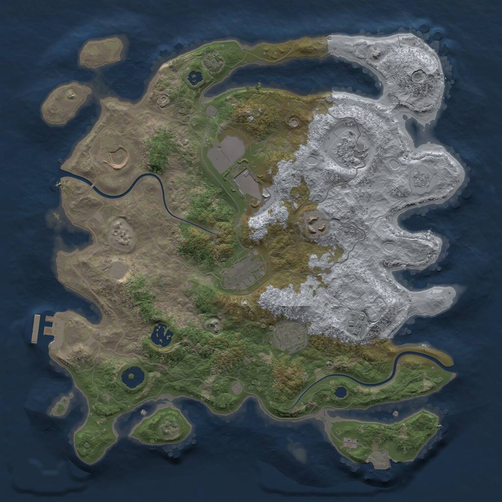 Rust Map: Procedural Map, Size: 3500, Seed: 709411332, 12 Monuments
