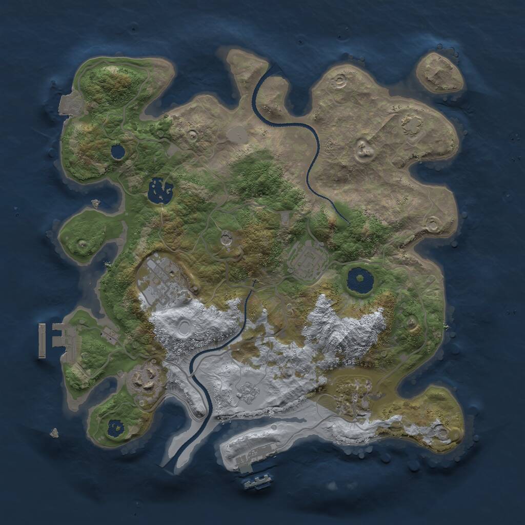 Rust Map: Procedural Map, Size: 3000, Seed: 1962861113, 11 Monuments