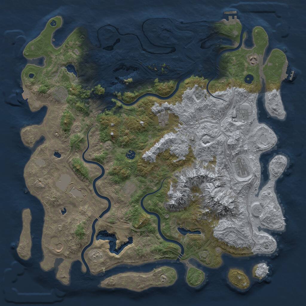 Rust Map: Procedural Map, Size: 5000, Seed: 32680, 18 Monuments