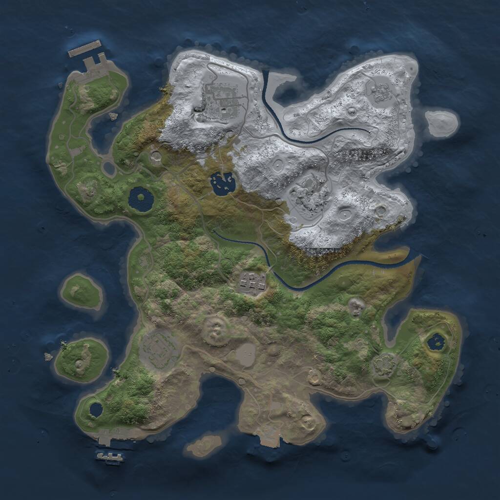 Rust Map: Procedural Map, Size: 3000, Seed: 1953001609, 11 Monuments