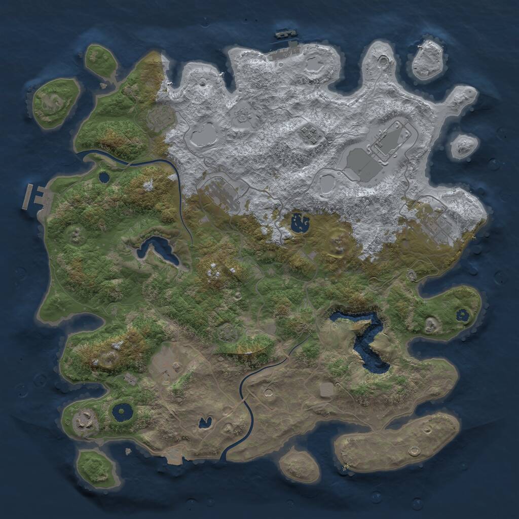 Rust Map: Procedural Map, Size: 4000, Seed: 221575254, 16 Monuments