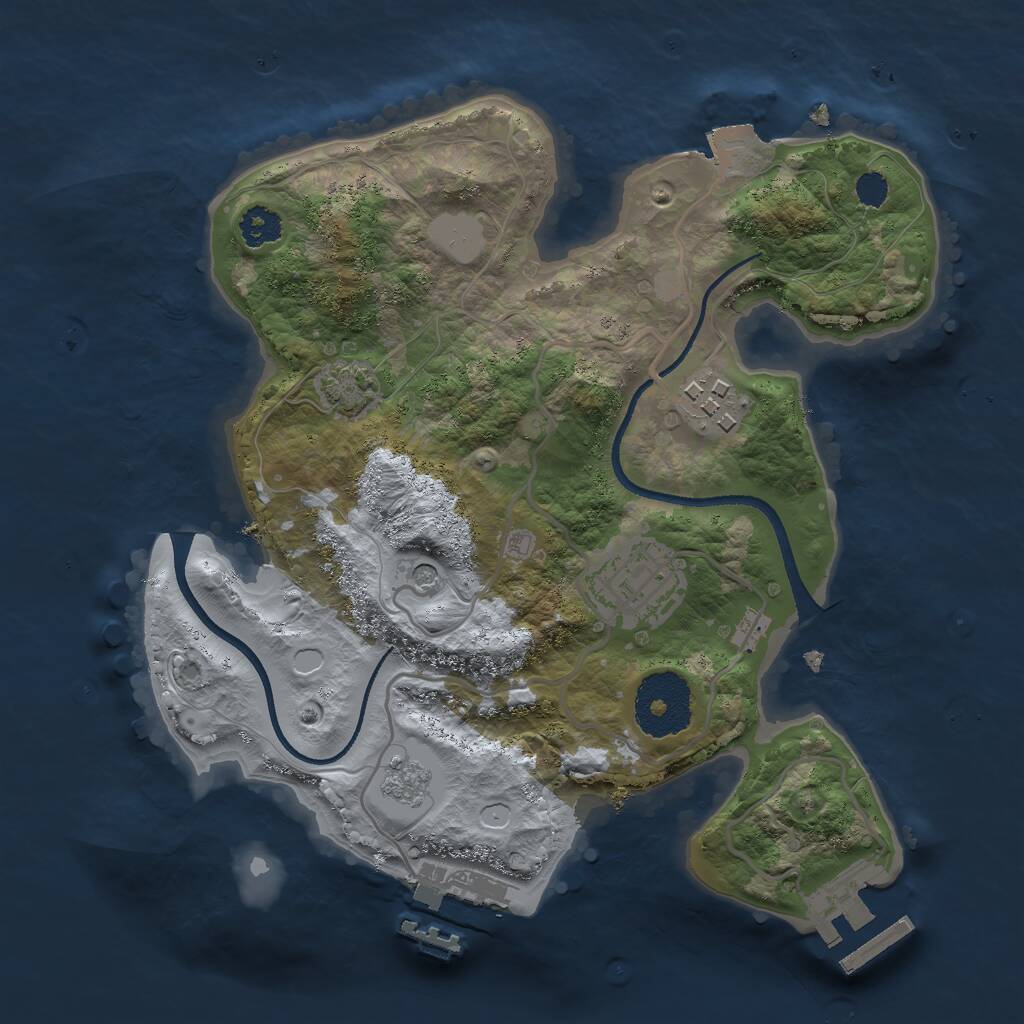 Rust Map: Procedural Map, Size: 2500, Seed: 714976148, 8 Monuments