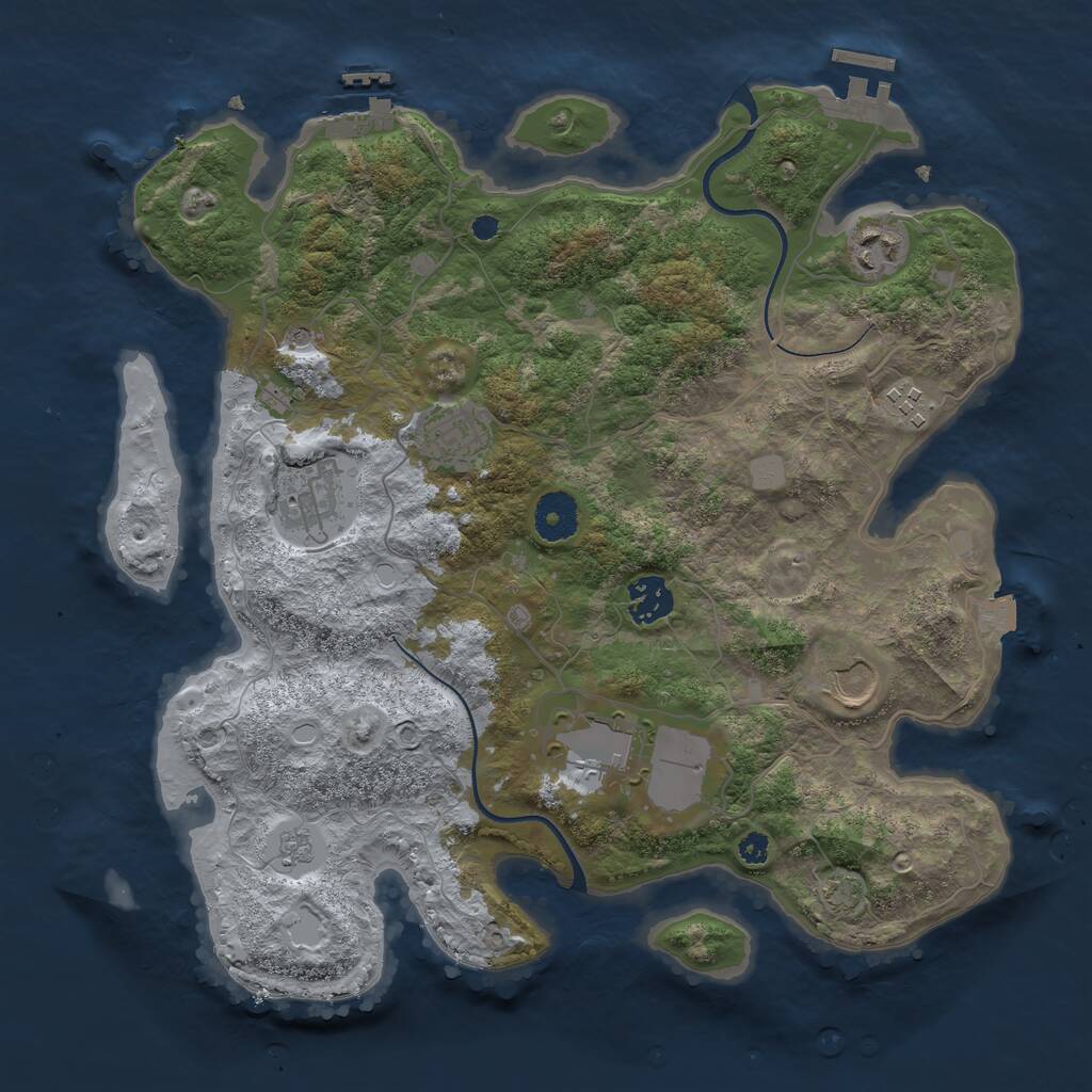 Rust Map: Procedural Map, Size: 3500, Seed: 251526809, 13 Monuments