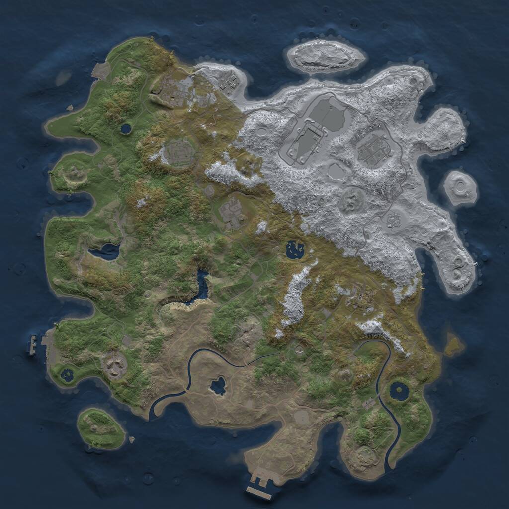 Rust Map: Procedural Map, Size: 4000, Seed: 1004893372, 17 Monuments