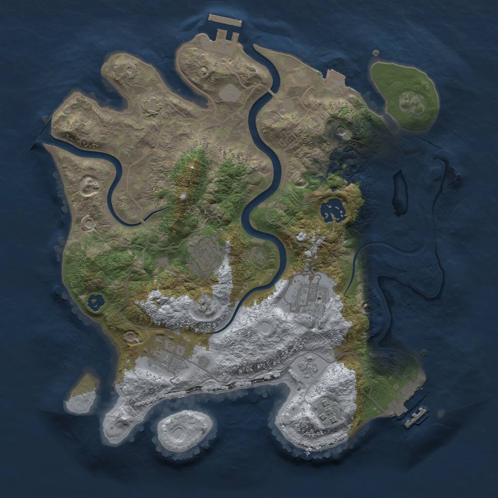 Rust Map: Procedural Map, Size: 3000, Seed: 1968039791, 11 Monuments